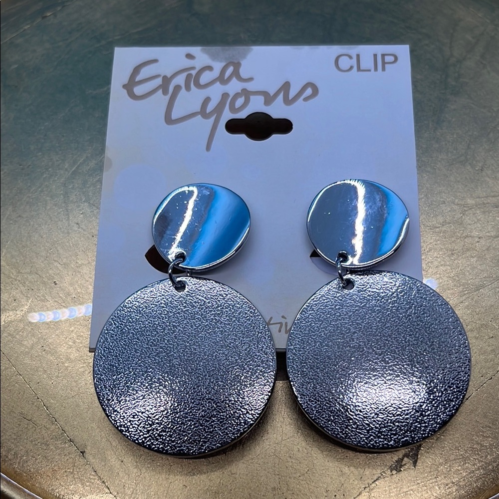 R66 Erica Lyons Shimmering Silver Clip-On Earrings